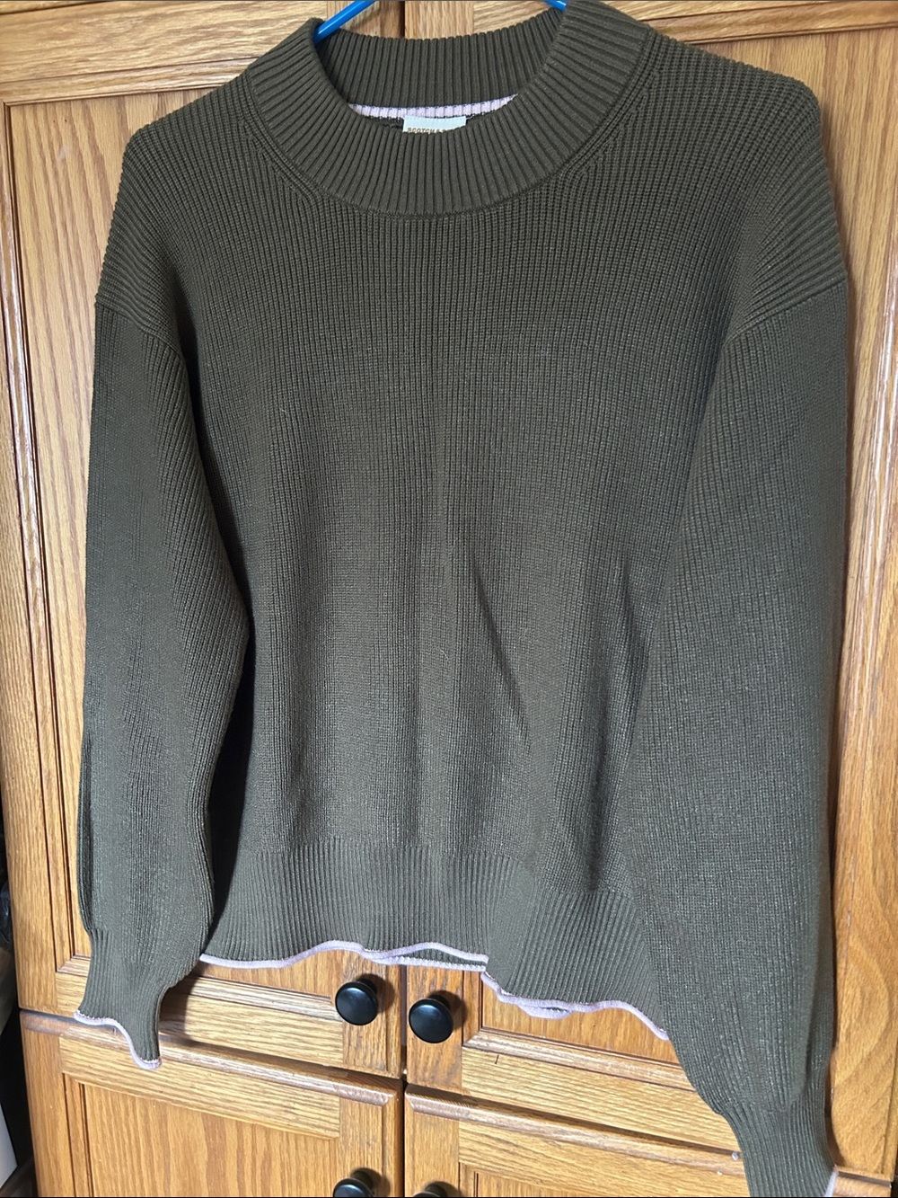 Scotch & Soda Olive Green Ribbed Crewneck Sweater